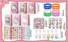110 Pcs Hello Kitty Party Favors,Hello Kitty Kids Party Bag Sticker Chain Badge