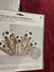 6 Pcs Soccer Balloons Party Decorations Set, new Foil centerpiece Banner Goal +