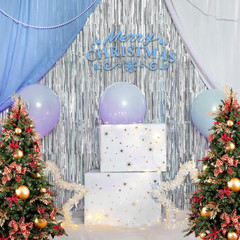Silver Party Streamers 3Pack Metallic Tinsel Foil Fringe Curtains 3.2Ft X 8.2Ft