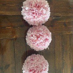 Pink Paisley Large Fluffy Pom Pom Hanging Decorations (3ct)