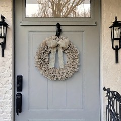 Rustic Burlap Wreath for Home Entryway Decor All Season Indoor Outdoor