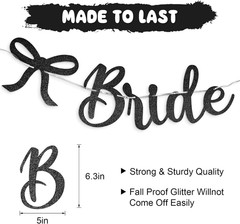Bride to Be Banner, Black Bride to Be with Bow Glitter Bachelorette Bridal Party