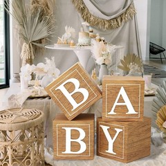 Versatile Brown Baby Shower Boxes – 4 Count for Gender Reveal & Birthday Parties