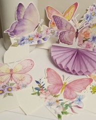 7 PC Honeycomb Paper Butterfly Tabletop Decorations UNUSED 5 X 6 Inches