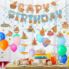 Capybara Birthday Decoration 26 Pcs Cute Capy Themed Banners Hanging Swirls Deco
