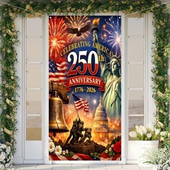 American 250th Anniversary Door Cover Banner 4th of July Patriotic Decor