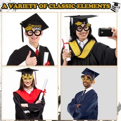 Graduation Eyeglasses Black and Gold 12 Pack Class of 2026 – Photo Booth Props