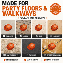 Customize Basketball Party Path Floor Decals Set 5 Sidewalk Birthday Decorations