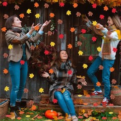 500 PCS Orange Fall Felt Maple Leaf Confetti Glitter Thanksgiving Scatter