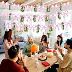 3 Pack Pink Bow Pickle Banner Decoration Cucumber Themed Pink Kind of a Big D…