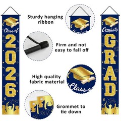 Graduation Decorations 2026, Navy Blue and Gold Door Porch Signs, Graduation …