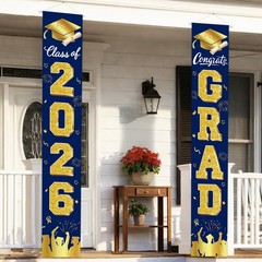 Graduation Decorations 2026, Navy Blue and Gold Door Porch Signs, Graduation …