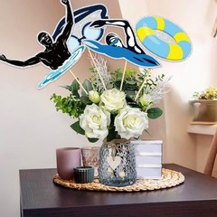 16 PCS Swimming Party Centerpiece Sticks Theme Happy Birthday Table Toppers