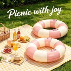 2PCS XL Stripe Pool Swim Ring with Handles Inflatable Pool Floats 45 Inch Wat…