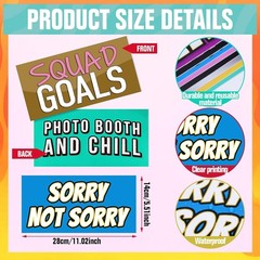 24 Designs Funny Photo Booth Props Sign Decor Double Sided Photobooth Accessoire