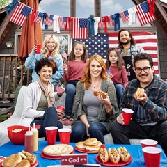 11.5 Ft Patriotic Hanging Banner Pre-Assembled Flag Red Blue White Bow Buntin…