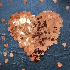 60g Rose Gold Heart Table Confetti Foil Metallic Shaped Glitter Valentines Day