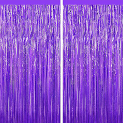 Purple Tinsel Backdrop Foil Fringe Curtains – 2 Packs Door Streamers Backdrop fo
