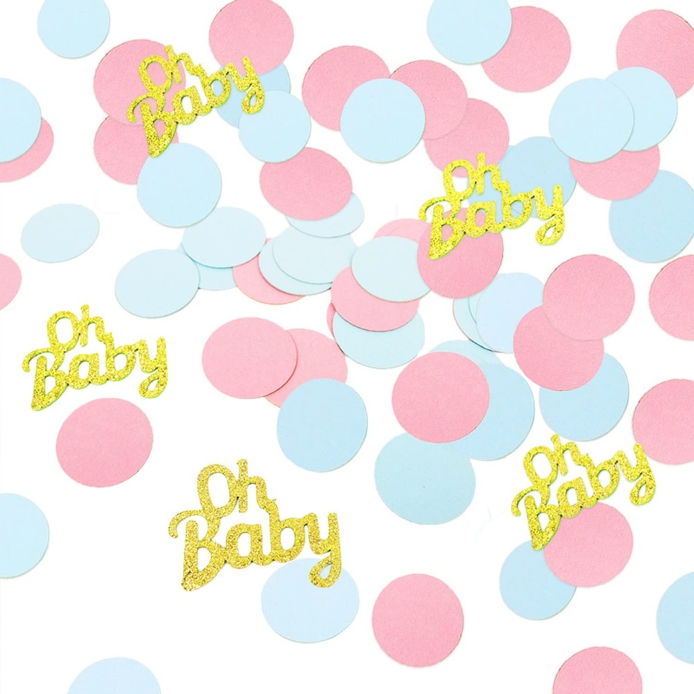 300 PCS Gender Reveal Confetti Pink Blue Round Paper Table Baby Shower Decor