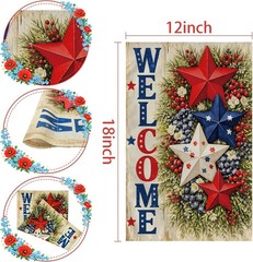 Patriotic Stars Welcome Garden Flag – 4th of July Double Sided Decor
