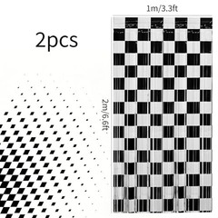 2 Pack Race Car Foil Fringe Curtains Backdrop Party Decorations 3.3 x 6.6 Ft