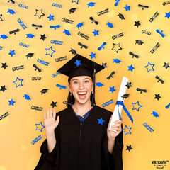 Graduation Decorations 2026 | Blue and Black Congrats Grad Confetti 2026 – Pack
