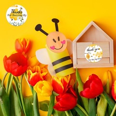 500 Pcs Bee Thank You Stickers for Jars Bottle Honey Bee Theme Party Wedding