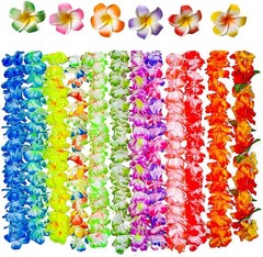 50 PCS Soft Hawaiian Leis Luau Party Decorations Tropical Favors Lei Flower…