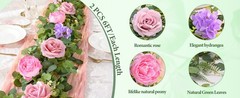 6 FT Artificial Flower Garland Real Touch Fake Pink Floral Rose Peony Garland