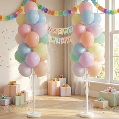 Pastel Balloon Column Kit Set of 2 With Macaron Latex Balloons Stand Included…