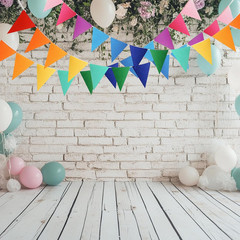 48Pcs Rainbow Pennant Banner, Triangle Bunting Flag Banners for Birthday Party D