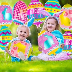 20PCS Easter Egg Foil Balloons Happy Easter Party Decor Mylar Balloons Set