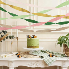 Crepe Paper Streamers Party Decorations – 6 Rolls Grass Green Gold Pink Olive Gr