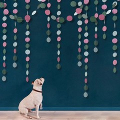 Soft Blue Rose Pink Dark Green Circle Garland for Wedding Party Decoration Ha…