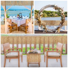 Tatuo 2 Pack Natural Raffia Table Skirt Luau Hawaiian Skirt Table Grass Beach
