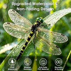 12 Pack 3D Dragonfly Clips, Fake Dragonflies with Stakes, Realistic Plastic Drag