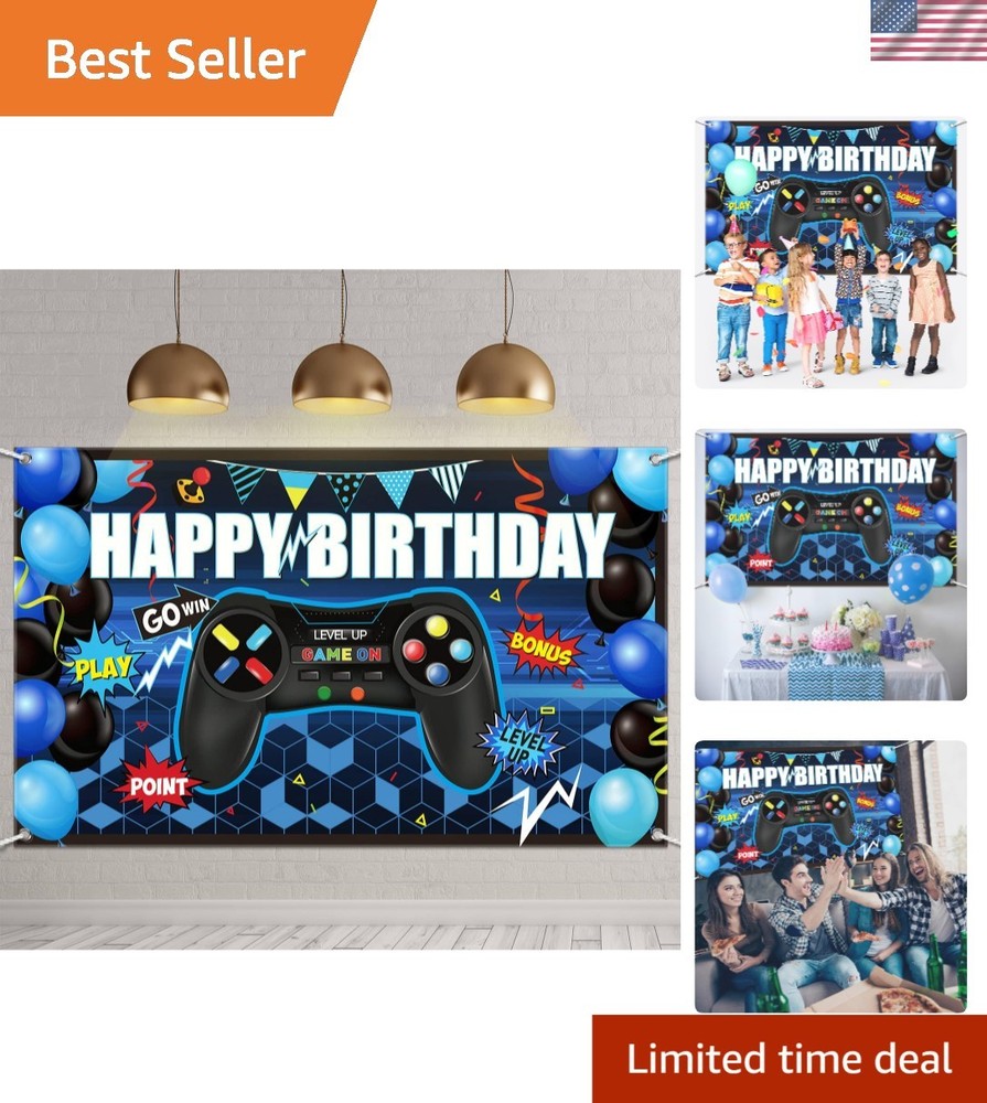 Vibrant Gaming Birthday Backdrop for Perfect Photo Ops – 70.8 x 43.3 Inches