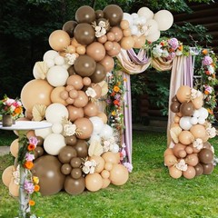 Brown Balloon Garland Arch Kit with Different Size Nude Coffee Brown Ivory Wh…