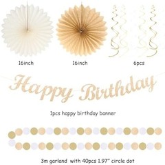 Champagne-Gold Beige Fall Boho Birthday Party-Decorations – 21pcs Autumn Neut…