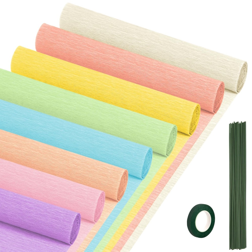 Crepe Paper Streamers 8 Rolls 10 x 98Inch 8 Pastel Colors Crepe Paper Sheets …