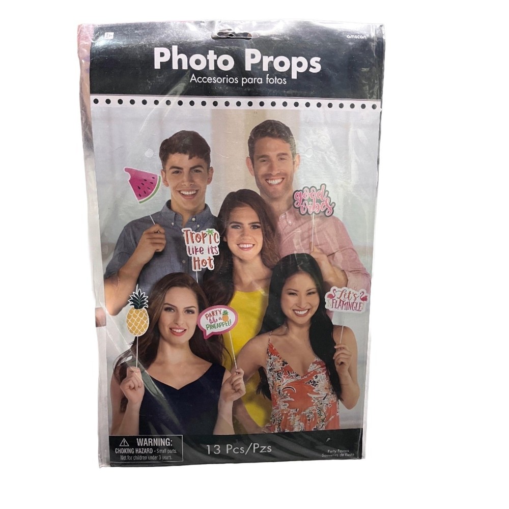 Amscan Tropical Photo Props – 13 Piece Summer Party Photo Booth Accessories