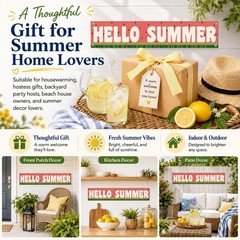 Summer Decoration Banner for Home, Hello Summer Porch Decor with Watermelon T…