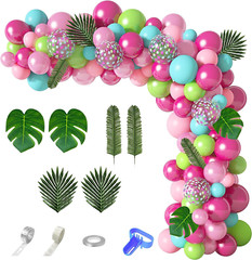 142Pcs Tropical Flamingo Balloons Garland Arch Kit, 40″ Flamingo Balloons Hot Pi