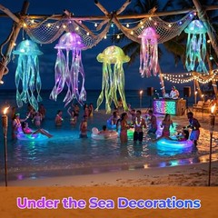 Jellyfish Decor, 10 Pcs Jellyfish Lanterns – Yellow, Pink, Purple, Blue, Green