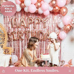 VIDAL CRAFTS 71-Piece Rose Gold Birthday Decorations for Women – Party Backdrop