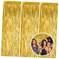 3 Pack Fringe Backdrop Curtain Tinsel Party Streamers Birthday Party Gold