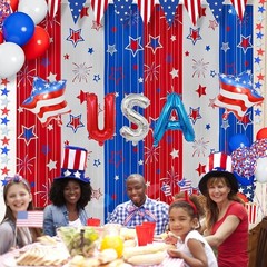 Red White and Blue Balloons Party Decorations with Patriotic Theme Foil Fring…