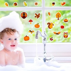 20 PCS Autumn Clings Fall Thick Gel Cling Window Decals Multicolor