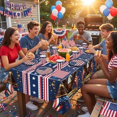 250th Anniversary Decorations- Serve 24 – Patriotic Plates Tablecloth Napkins Cu