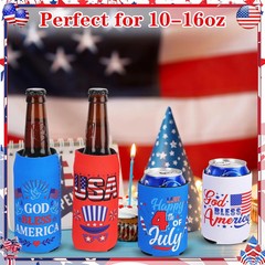 8 PCS Patriotic Can Cooler Sleeves Bulk Independence Day Decorations American Fl